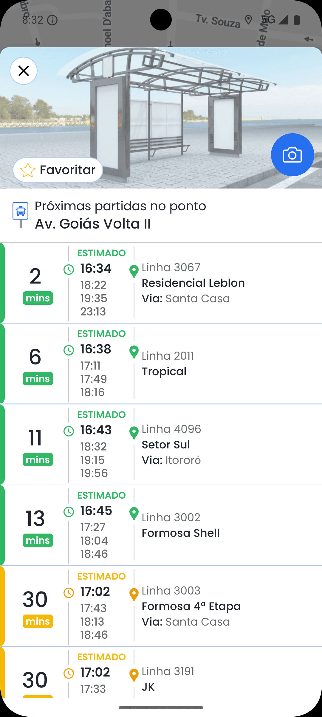 Toque em um dos pontos no mapa para desembarque