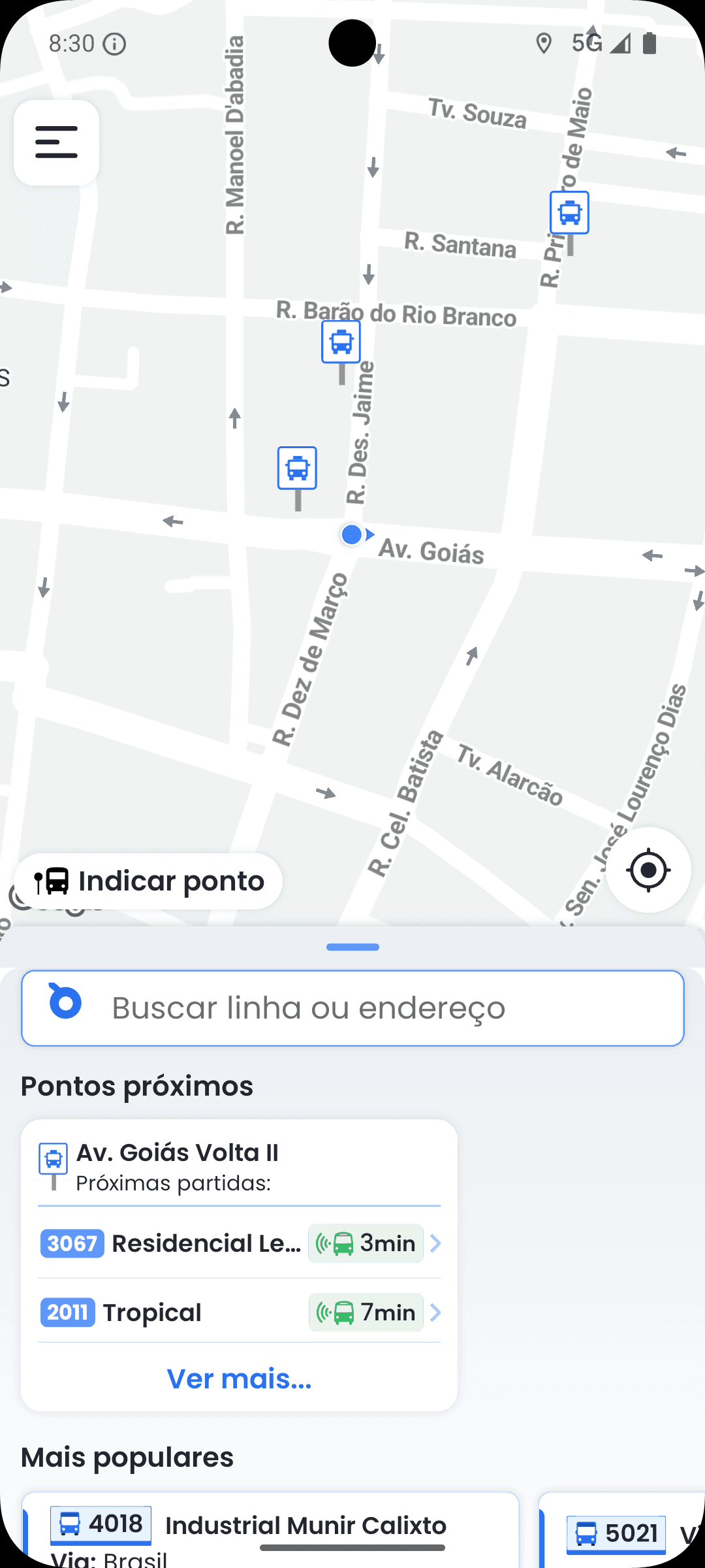 Busque a rota ou endereço desejado