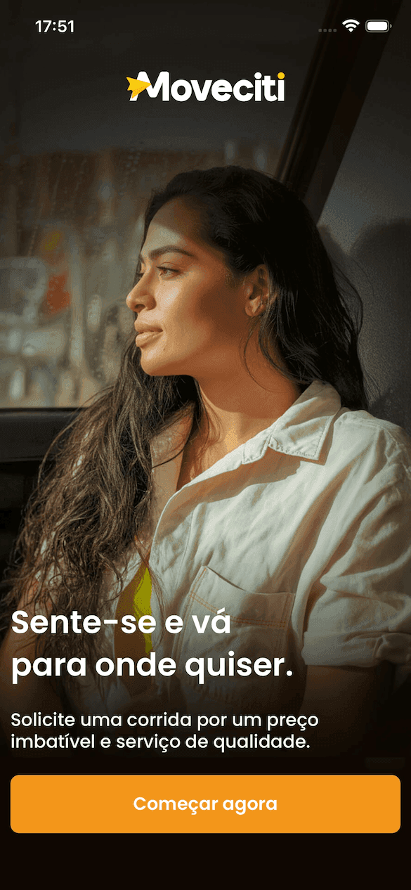 Tela inicial do app Moveciti Viagens